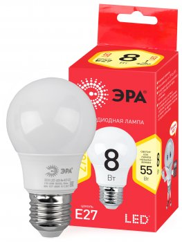 33043 Лампа светодиодная ECO LED A55-8W-827-E27 640 лм теплая ЭРА