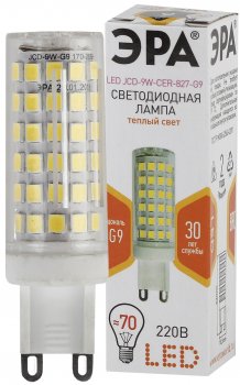 29484 Лампа светодиодная LED JCD-9W-CER-827-G9 720 лм теплыйЭРА