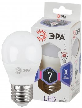 34294 Лампа светодиодная LED P45-7W-860-E27 560 лм холодный ЭРА