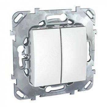 28292 Выключатель двухклавишный в рамку белый Unica MGU5.211.18ZD