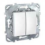 28292 Выключатель двухклавишный в рамку белый Unica MGU5.211.18ZD