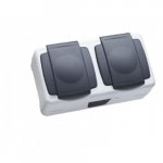 30877 Розетка двойная влагозащищенная с пружинным зажимом IP55 Plus Makel 36064206