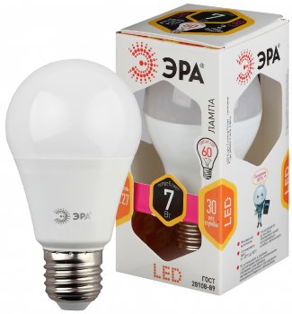 33045 Лампа светодиодная LED A60-7W-827-E27 560 лм теплая ЭРА