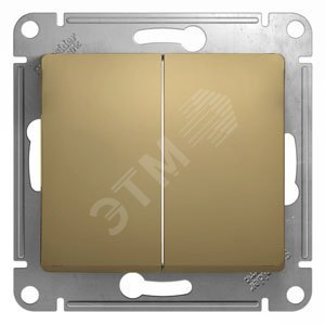 37027 Выключатель двухклавишный в рамку титан сх.5 GLOSSA GSL000451