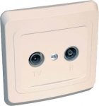 10540 Розетка телевизионная оконечная TV/FM 2дБ скрытая кремовый ЭТЮД TVC-001K
