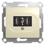 29297 Розетка USB в рамку кремовый GLOSSA GSL000232