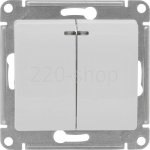32409 Выключатель двухклавишный с подсветкой в рамку белый сх.5а GLOSSA GSL000153