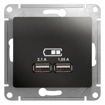 39548 Розетка USB антрацит в рамку 5В/2100мА GLOSSA