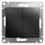 39543 Переключатель двухклавишный схема 6 антрацит в рамку GLOSSA