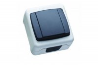 40074 Выключатель одноклавишный проходной IP55 (пружинный зажим) герметичный серый (36064105)