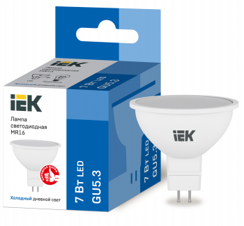 37481 Лампа светодиодная MR16 софит 7Вт 230В 6500К GU5.3 IEK