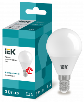 36507 Лампа светодиодная G45 шар 3Вт 230В 4000К E14 IEK