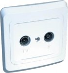 10539 Розетка телевизионная оконечная TV/FM 2дБ скрытая белая ЭТЮД TVC-001B