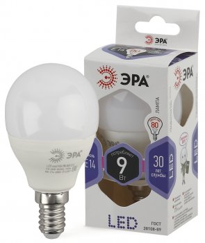 34225 Лампа светодиодная LED P45-9W-860-E14 720 лм холодный ЭРА