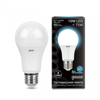 38242 Лампа светодиодная LED A60 10W E27 4100K Gauss
