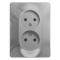 34007 Розетка 2-м СП Glossa 16А IP20 без заземл. в сборе алюминий SE