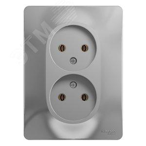 34007 Розетка 2-м СП Glossa 16А IP20 без заземл. в сборе алюминий SE
