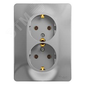 34008 Розетка 2-м СП Glossa 16А IP20 с заземл. в сборе алюминий SE