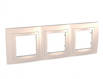 34176 Рамка с декоративным элементом 3 поста кремовый Unica MGU2.006.25