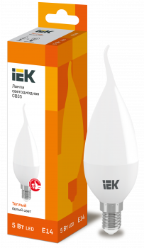 34560 Лампа светодиодная CB35 свеча на ветру 5Вт 230В 3000К E14 IEK