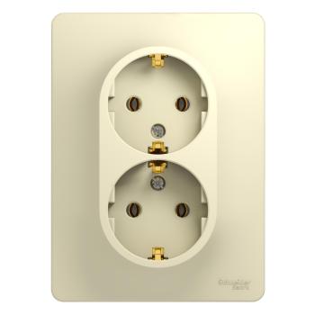 34681 Розетка 2-м СП Glossa 16А IP20 с заземл. в сборе бежевый SE