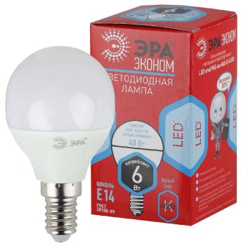 34846 Лампа светодиодная ECO LED P45-6W-840-E14 480 лм нейтральная ЭРА