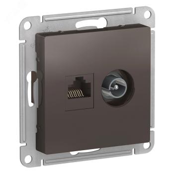 40375 Розетка компьютерная + телевизионная 2-м СП AtlasDesign RJ45 кат.5E + TV механизм мокко SE