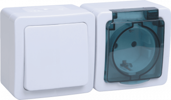 34890 Блок горизонтальный для открытой установки БГб-22-31-ГПБд (Выключатель 1-клавишный + розетка 1