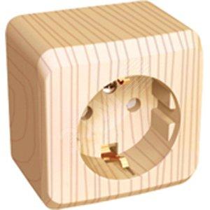 35330 Розетка 1-м ОП Этюд Дача 16А IP20 250В с заземл. защ. шторки сосна SE