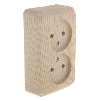 35447 Розетка 2-м ОП Этюд Дача 16А IP20 250В без заземл. без защ. шторок сосна SE