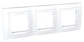 35482 Рамка с декоративным элементом 3 поста белая Unica MGU2.006.18