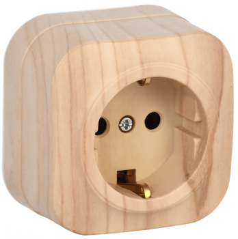 41302 Розетка одноместная для открытой установки РС20-3-ХС с заземлением 16А GLORY сосна IEK