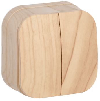 41305 Выключатель 2-клавишный для открытой установки ВС20-2-0-ХС 10А GLORY сосна IEK