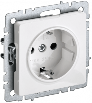 41310 BRITE Розетка 1-местная с заземлением с защитными шторками 16А РС14-1-0-БрБ белый IEK