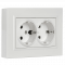 41313 BRITE Розетка 2-местная с заземлением с защитными шторками 16А в сборе РСш12-3-БрБ белый IEK