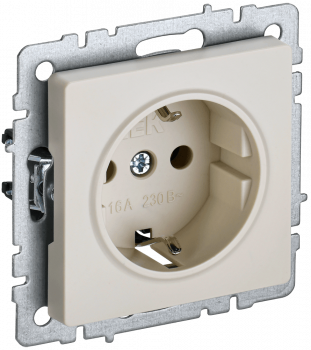 41314 BRITE Розетка 1-местная с заземлением без защитных шторок 16А РС11-1-0-БрКр бежевый IEK
