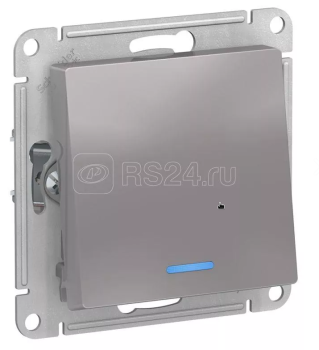 43184 Переключатель проходной 1-кл. СП AtlasDesign 10А IP20 (сх. 6а) 10AX с подсветкой механизм алюм