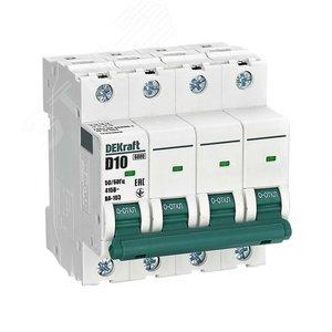 43192 Выключатель автоматический 4Р 10А х-ка D ВА-103 6кА Dekraft