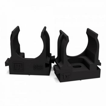 43234 Крепеж-клипса для труб для прямого монтажа черная в п/э d20 мм Промрукав