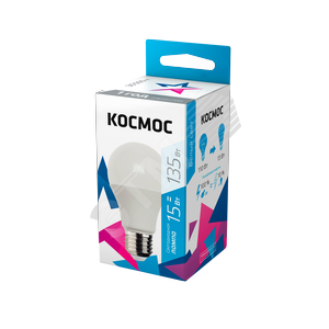 41247 Лампа светодиодная LED 15Вт 220В Е27 D60х108 4500 белый A60 Космос