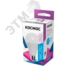 41248 Лампа светодиодная LED 25Вт 220В E27 D65х130 6500К холодный A65 Космос