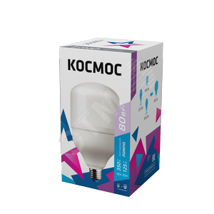 41249 Лампа светодиодная LED 80Вт 220В E27 D140х252 6500К дневной 6900 лм (в комп перех. на Е40) Кос