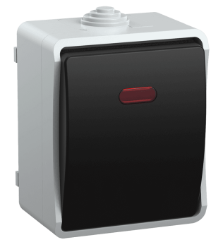 41646 ФОРС Выключатель 1-клавишный проходной с индикацией для открытой установки 10А IP54 ВС20-1-1-Ф