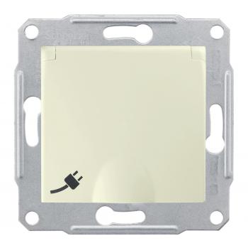 25423 Розетка с заземлением со шторками с крышкой в рамку кремовый Senda SDN3100147