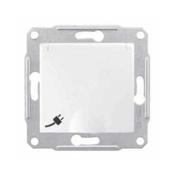 25424 Розетка с заземлением со шторками с крышкой в рамку белая Sedna SE