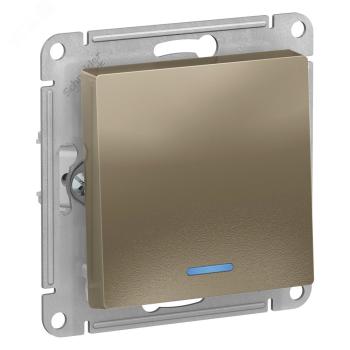 40549 Выключатель 1-кл. СП AtlasDesign 10А IP20 (сх. 1а) 10AX с подсветкой механизм шампань SE