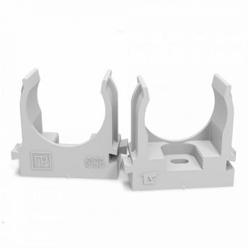 38799 Крепеж-клипса для труб для прямого монтажа серая в п/э d25 мм (100шт/700шт уп/кор) Промрука