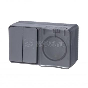 43439 Блок ОП AtlasDesign Profi54 (розетка 16А 250В с заземл. защ. шторки + 2-кл. выкл. 10А) IP54 ан