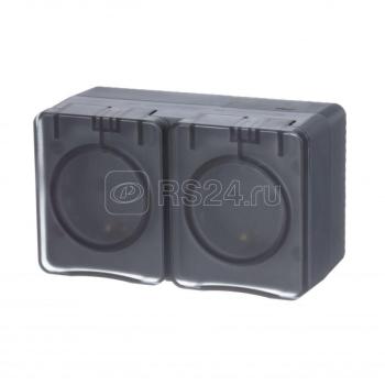 43440 Розетка 2-м ОП AtlasDesign Profi54 16А IP54 250В с заземл. защ. шторки антрацит SE