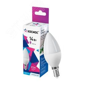 42780 Лампа светодиодная LED 14Вт Свеча 220В Е14 D37х110 6500К холодный 1260 лм Космос